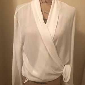 Sheer white wrap blouse